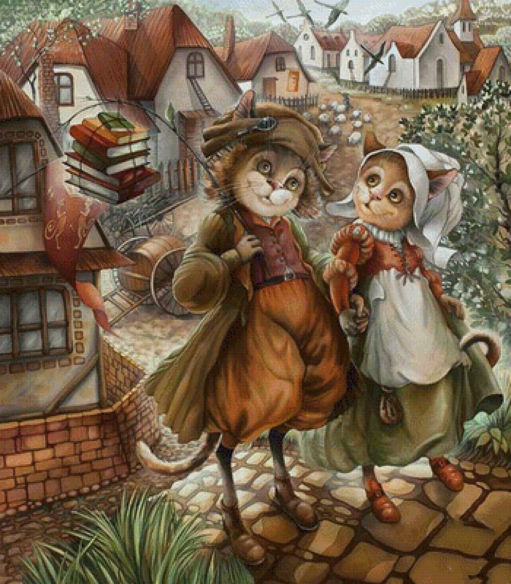 "Ты и я"   худ. Надежда Соколова - домики, деревня, кты, фентези - предпросмотр