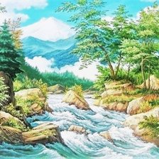 Схема вышивки «Горный пейзаж»