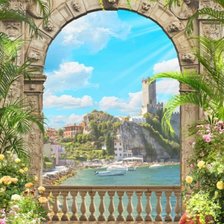 Схема вышивки «Город у моря»