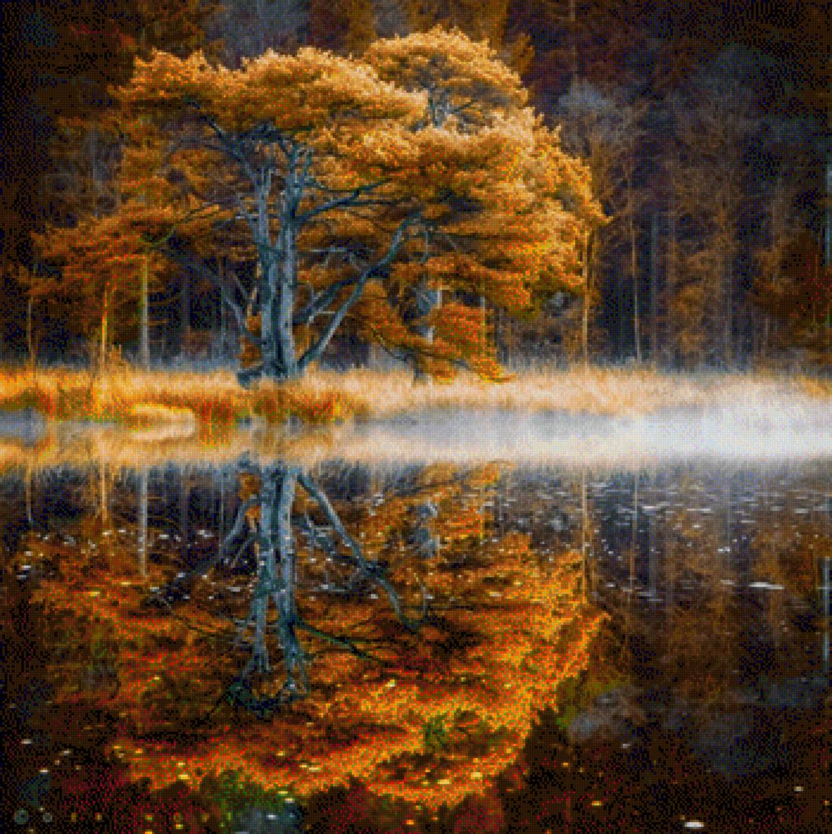 очарование осени - вода, осень, дерево - предпросмотр