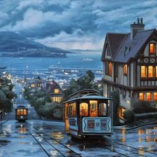 Схема вышивки «Ночной трамвай 1»