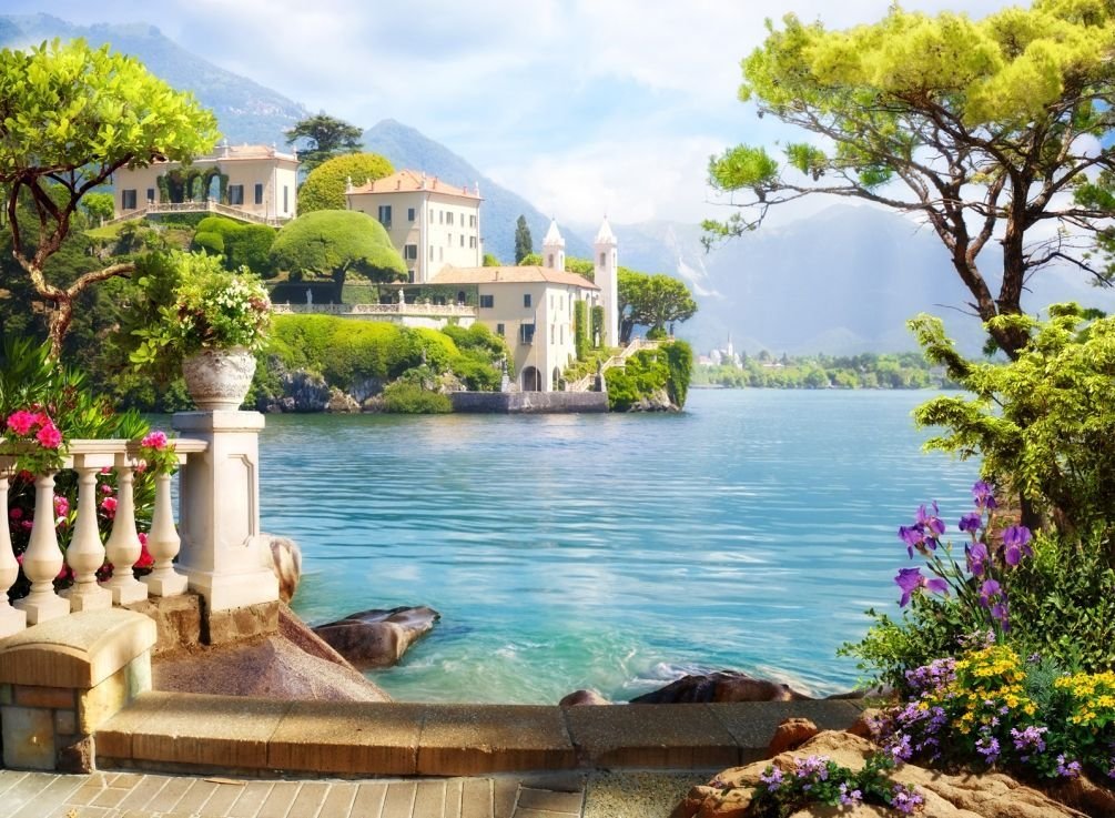 Морской пейзаж - лето, цветы, пейзаж, природа, море - оригинал