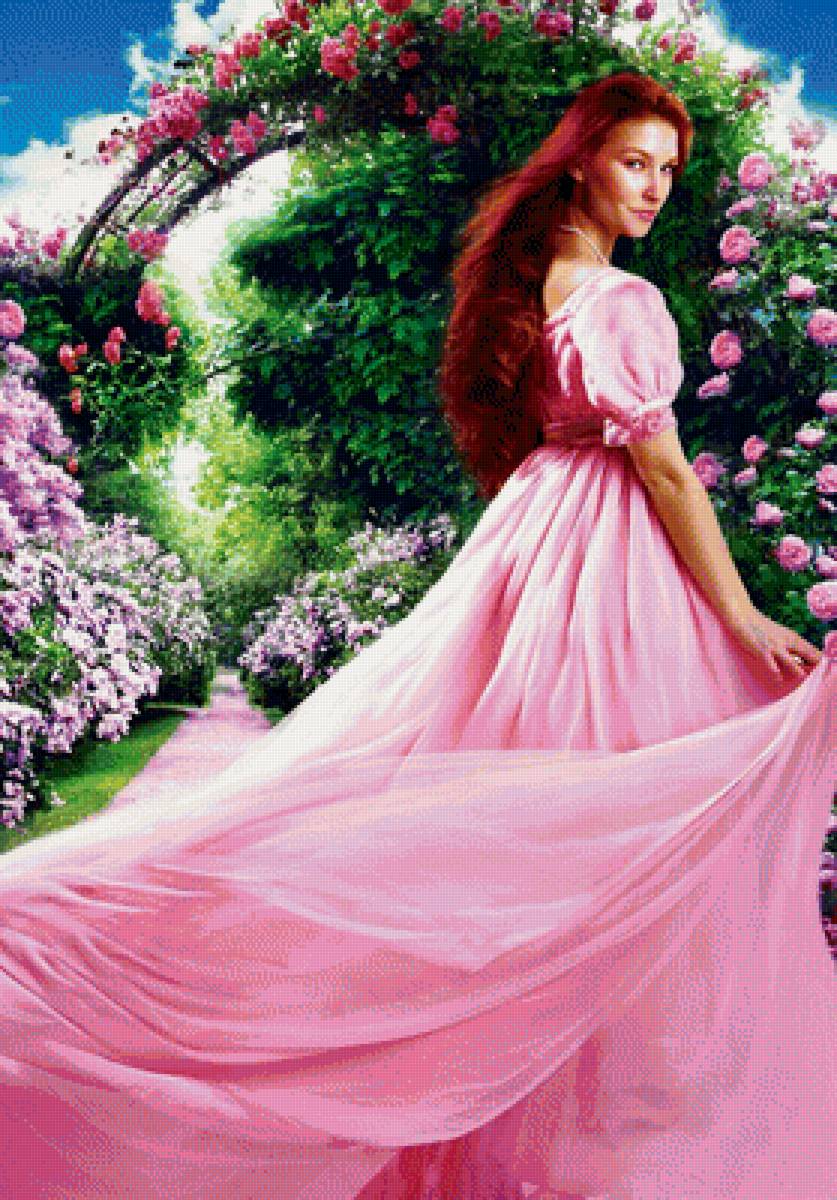 В саду - леди, цветы, девушка, сад - предпросмотр