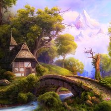 Схема вышивки «Домик в лесу»