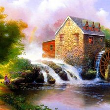 Схема вышивки «мельница водяная»