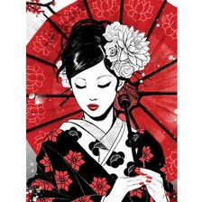 Схема вышивки «Японка /размер изображения 190 х 265 крест/»