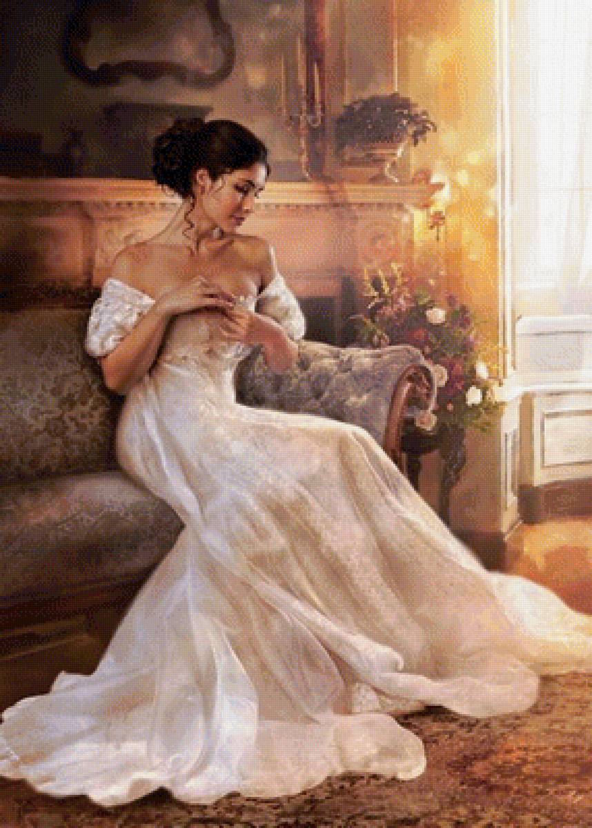 Леди в белом - леди, цветы, девушка - предпросмотр