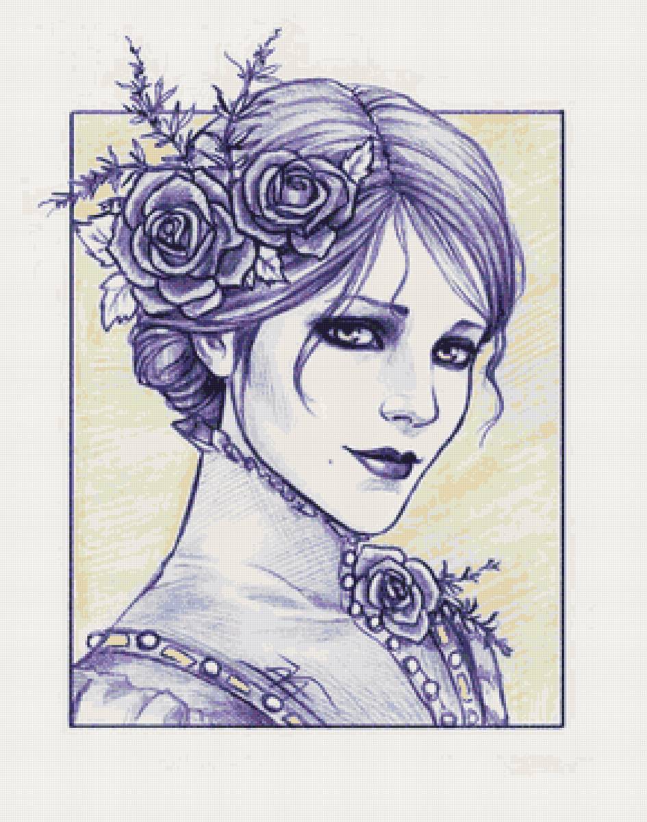 рисунок - девушка, портрет - предпросмотр