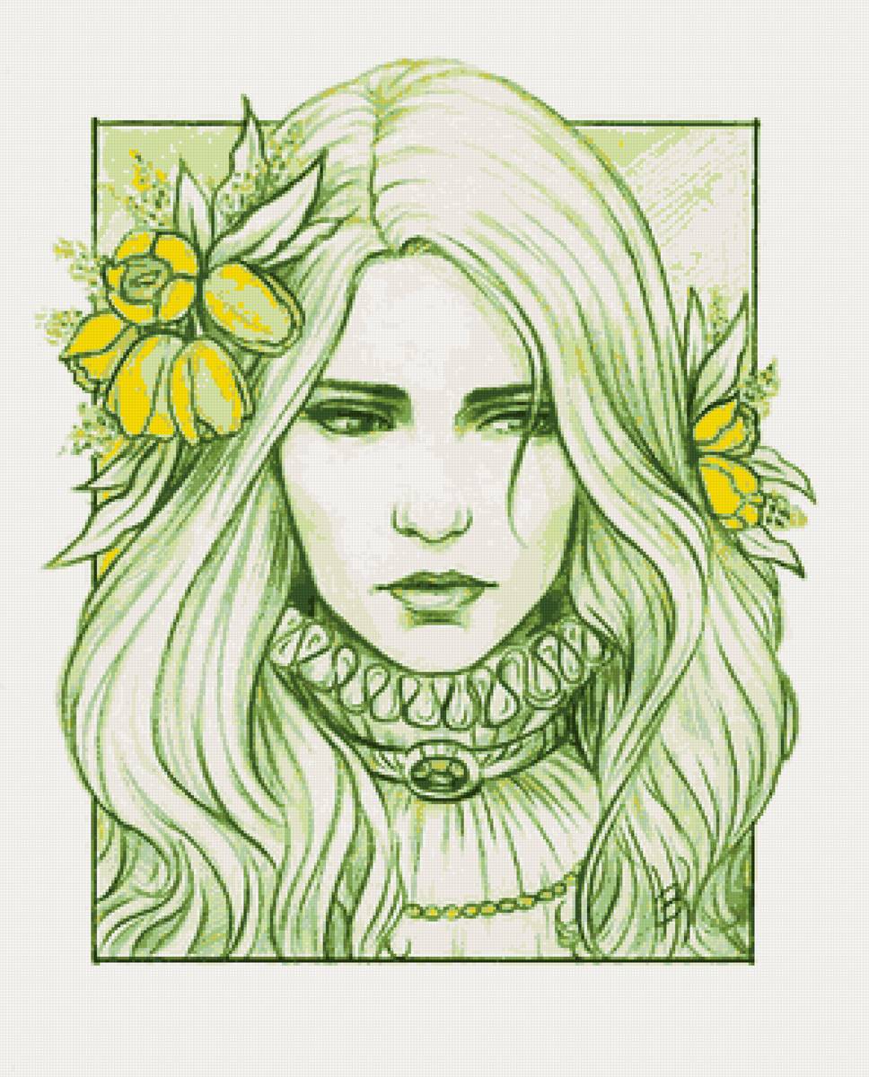 рисунок - девушка, портрет - предпросмотр