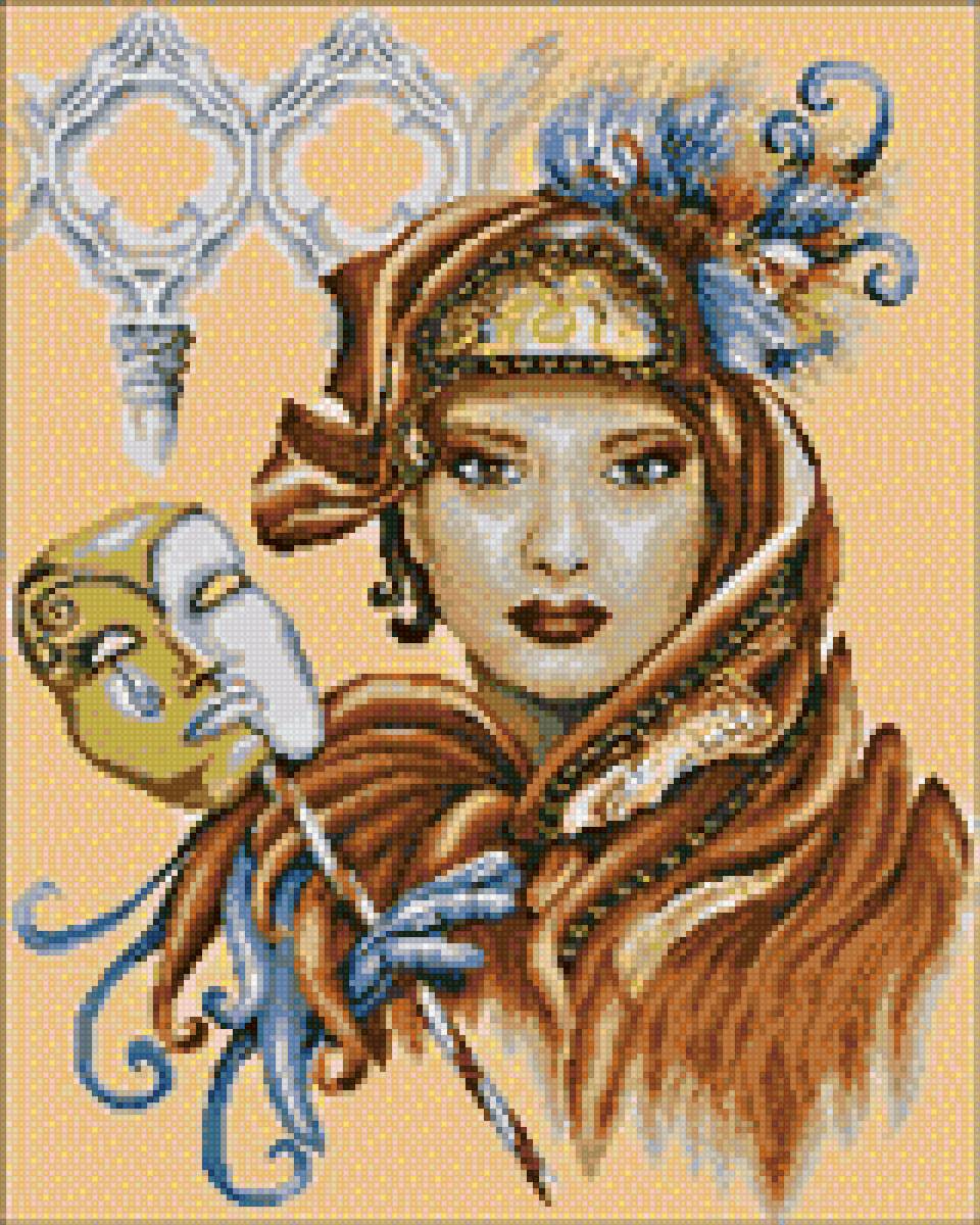 Девушка с маской - венеция, девушка, маска - предпросмотр