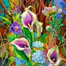 Схема вышивки «Цветочная композиция с каллами»