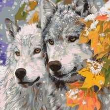 Схема вышивки «пара волков»