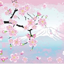 Схема вышивки «Сакура и Фудзияма»