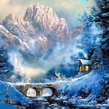 Схема вышивки «Bridge in the Mountains.»