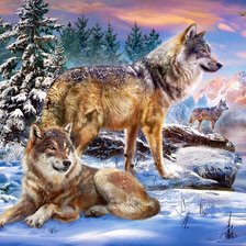 Схема вышивки «Волки»