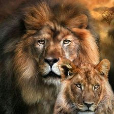 Схема вышивки «Львы»