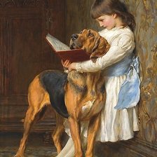 Схема вышивки «девочка с собакой»