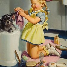 Схема вышивки «купание щенка»