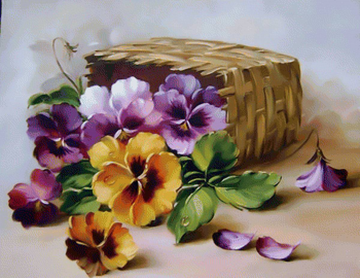 Анютины глазки в корзинке - корзинка анютины глазки - предпросмотр