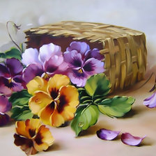 Схема вышивки «Анютины глазки в корзинке»