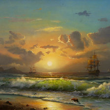 Схема вышивки «Закат над морем»