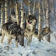 Схема вышивки «Волки»