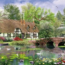 Схема вышивки «Домик у пруда»