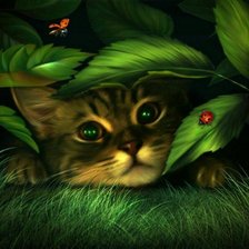 Схема вышивки «Котик в траве»