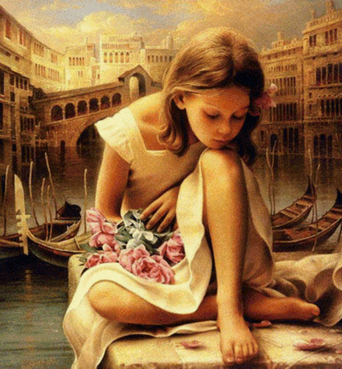 Венеция - город, арт, девушка, фэнтези, венеция - предпросмотр