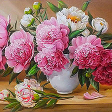 Схема вышивки «Пионы в вазе»