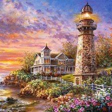 Схема вышивки «Lighthouse on the Shore.»