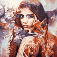 Схема вышивки «девушка и лиса»