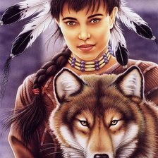 Схема вышивки «Девушка и волк»