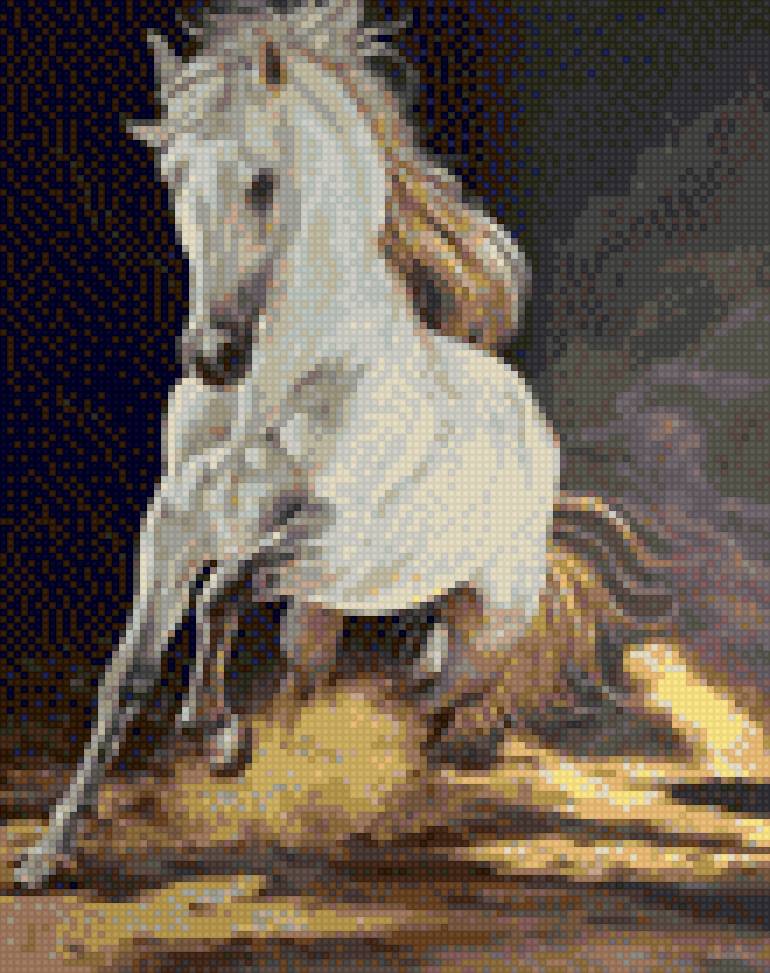 Белая лошадь - лошади - предпросмотр