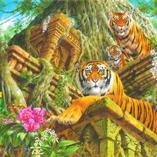 Схема вышивки «Семейство тигров»