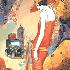 Схема вышивки «дама ретро»