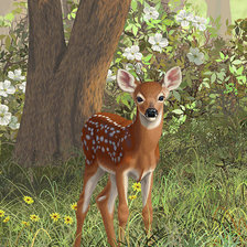 Схема вышивки «Милый оленёнок в лесу»