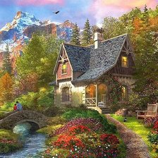 Схема вышивки «Домик в горах»