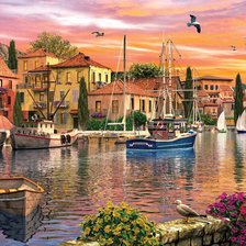 Схема вышивки «Harbour Sunset.»