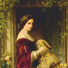 Схема вышивки «dáma v okne»