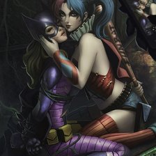 Схема вышивки «харли квин и женщина кошка»