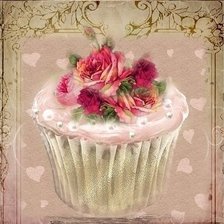 Схема вышивки «ПИРОЖЕНОЕ С РОЗАМИ»