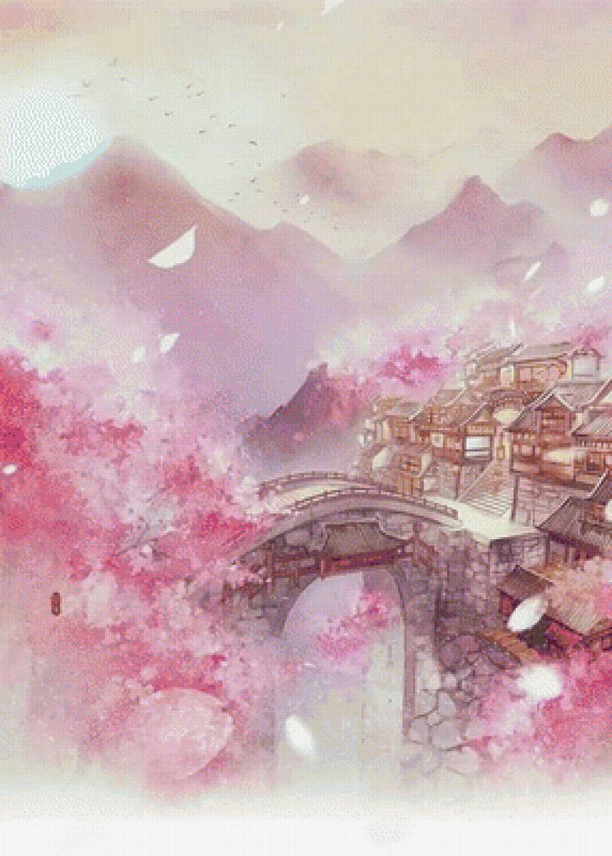 Розовые тона - живопись, азия - предпросмотр