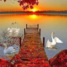 Схема вышивки «Лебеди»