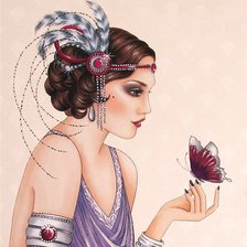 Схема вышивки «дама ретро»