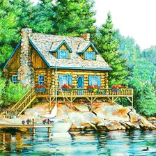 Схема вышивки «Дом на реке»