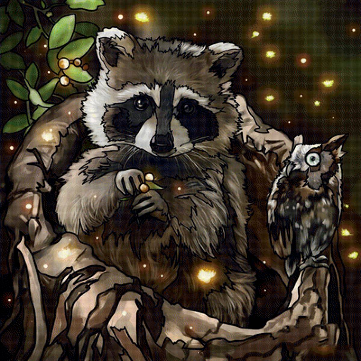 Енот с совой - предпросмотр