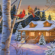 Схема вышивки «Зимний пейзаж»