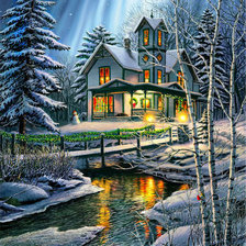 Схема вышивки «Зимний пейзаж»