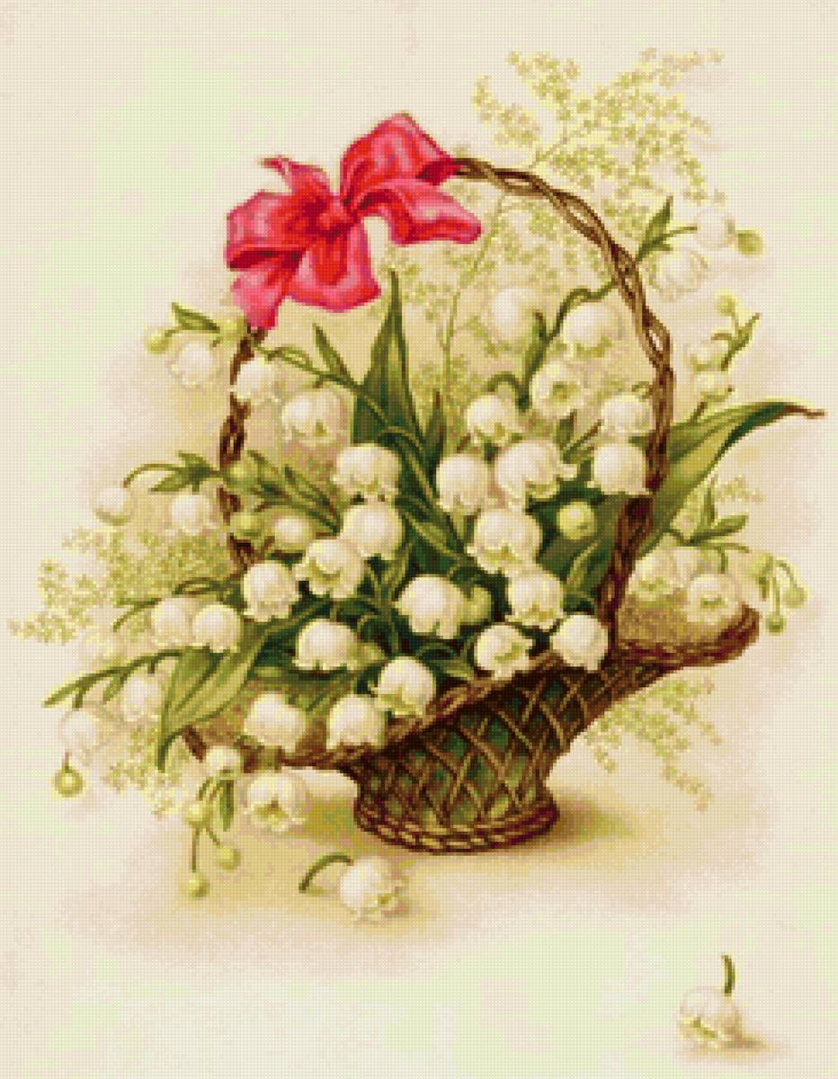 Корзина с ландышами - цветы, ландыши, букет, корзина - предпросмотр